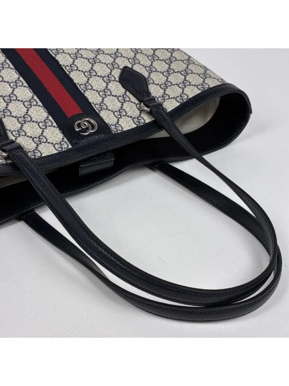 Gucci Ophidia Large Tote Double G Web GG Supreme Navy